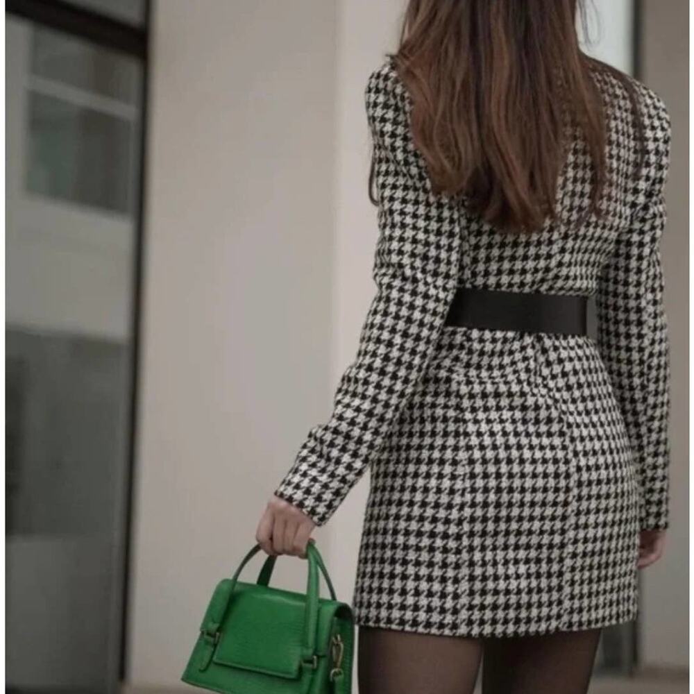 ZARA BLOGGER FAVORITE STRUCTURED BLAZER DRESS BLACK / WHITE - Picture 7 of 14